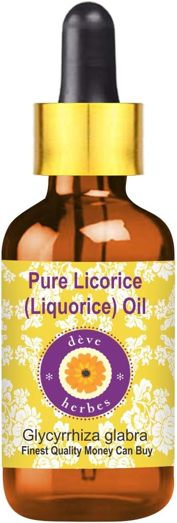 Deve Herbes Liquorice Oil (Glycyrrhiza glabra) with Glass Dropper | Infused | Pure | Non-Sticky | Lightweight | for Facial Care | Men & Women | 5ml (0.16 oz)