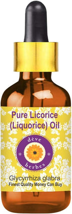 Deve Herbes Liquorice Oil (Glycyrrhiza glabra) with Glass Dropper | Infused | Pure | Non-Sticky | Lightweight | for Facial Care | Men & Women | 5ml (0.16 oz)