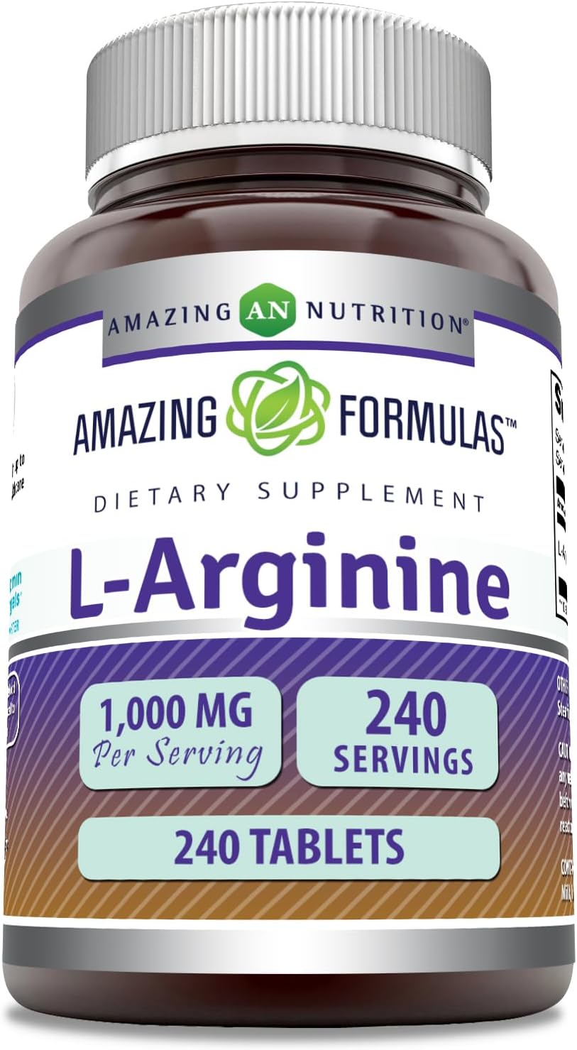 Amazing Formulas L-Arginine 1000mg Tablets | Amino Acid Supplement for Women & Men | Non-GMO | Gluten Free | Made in USA (240 Count)