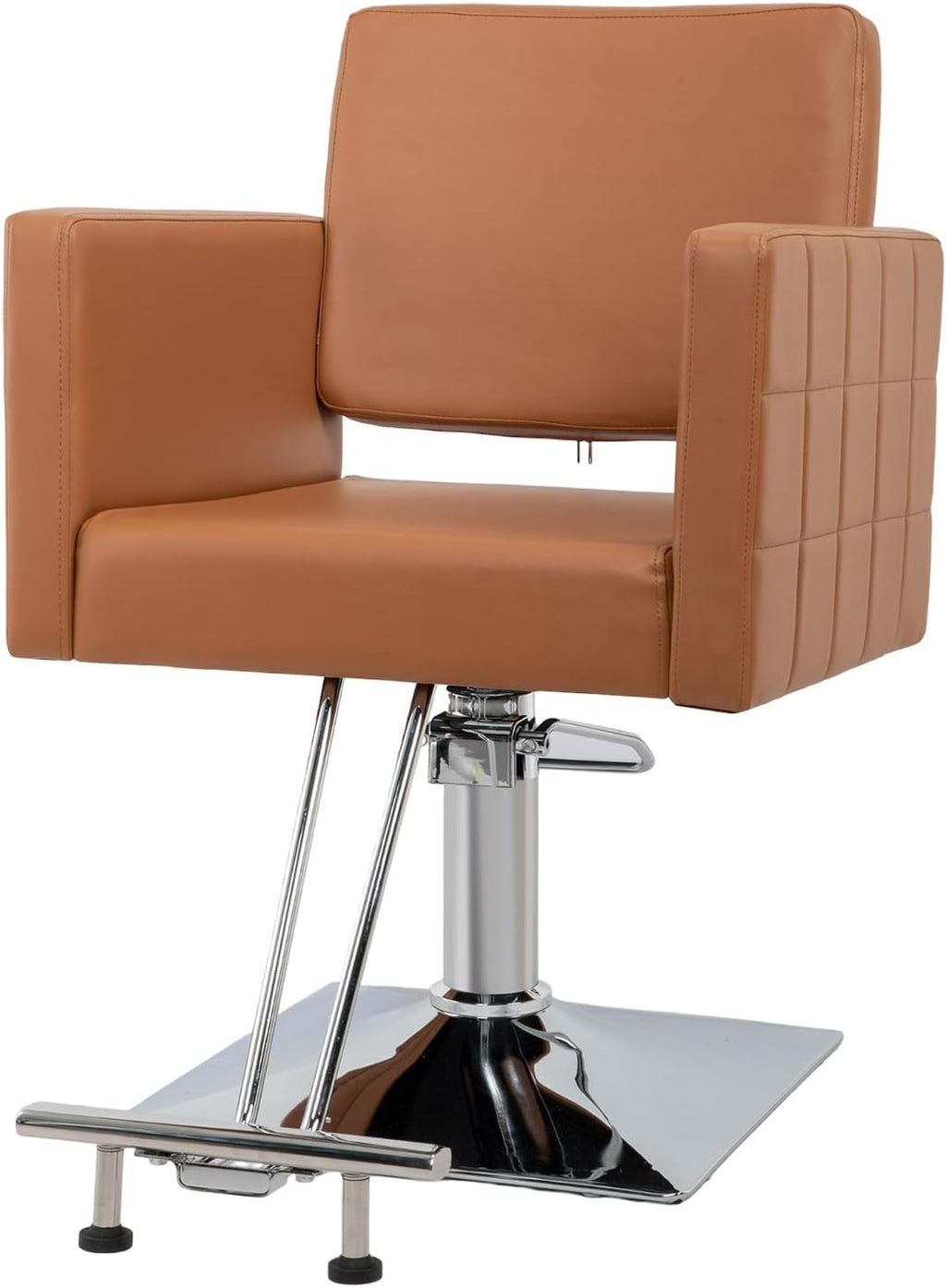 Bonnlo Salon Styling Chair for Hair Stylist Wide Seat, Hydraulic Barber Chair with Stainless Steel Footrest, Camel Hair Salon Chair Heavy Duty, Beauty Spa Cosmetology Shampoo Hairdressing Equipment