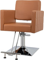 Bonnlo Salon Styling Chair for Hair Stylist Wide Seat, Hydraulic Barber Chair with Stainless Steel Footrest, Camel Hair Salon Chair Heavy Duty, Beauty Spa Cosmetology Shampoo Hairdressing Equipment