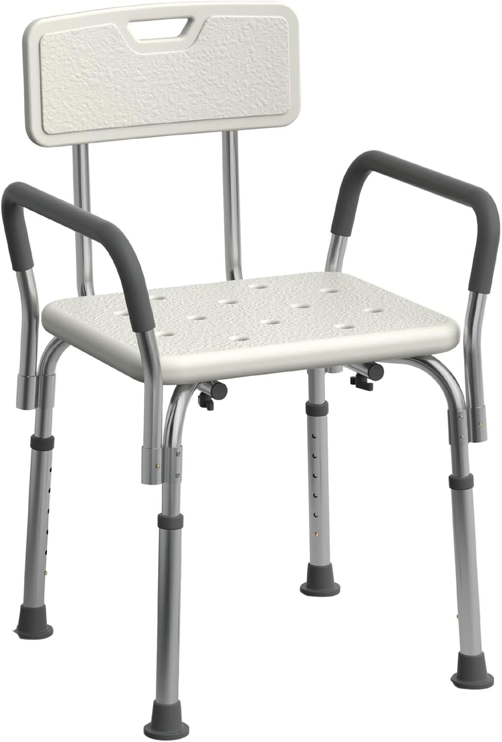 Medline Shower Chair for Elderly, Seniors, Adults & Disabled - Heavy Duty Shower Seat with Padded Arms and Back for Inside Shower, Adjustable Height Bath Stool for Bathtub, 350 lb, Slip Resistant