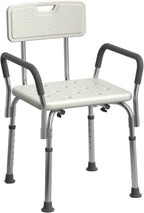 Medline Shower Chair for Elderly, Seniors, Adults & Disabled - Heavy Duty Shower Seat with Padded Arms and Back for Inside Shower, Adjustable Height Bath Stool for Bathtub, 350 lb, Slip Resistant