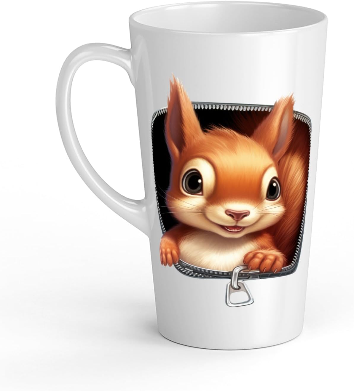 Baby Squirrel Mug for Kids in White Ceramic - Large 483 ml, Perfect for Hot Chocolate or Milk, Fun and Easy to Use