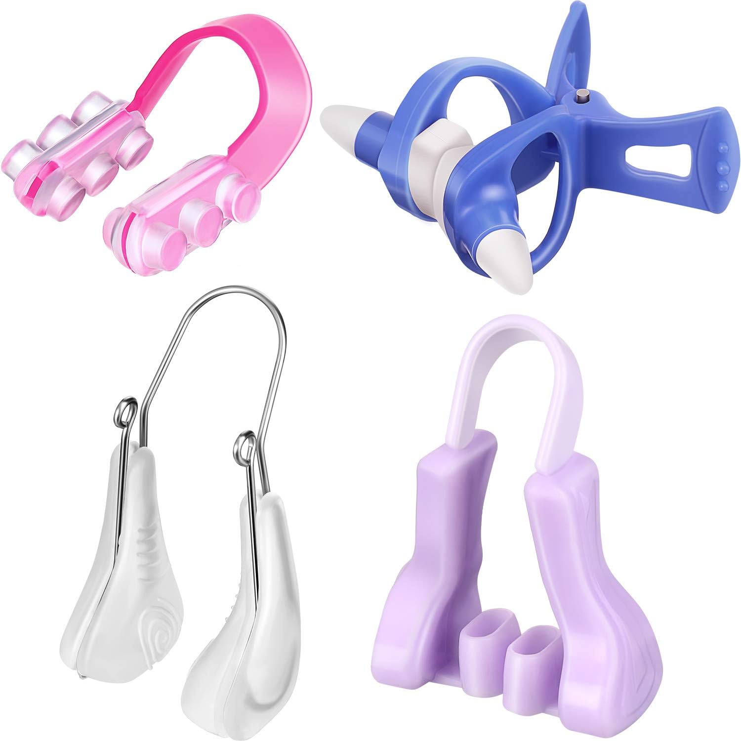 Frienda 4 Pieces Nose Shaper Slimmer Lifting Clips Straightener Safety Silicone Bridge Shaper Beauty Tool Kit Set for Women Wide Nose