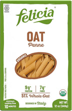 Felicia Gluten Free Pasta, Oat Penne, Organic Multigrain Noodles, Good Source of Fiber, Designed in Italy, Plant Based, Non GMO, 12 Oz, 6 Boxes
