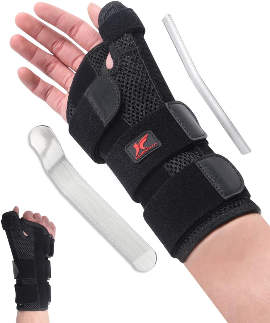 Hurmoya Wrist Brace Thumb Spica Splint Support for Carpal Tunnel, De Quervain's Tenosynovitis, Tendonitis Pain Arthritis Trigger for Man and Women (Medium - Right Hand)