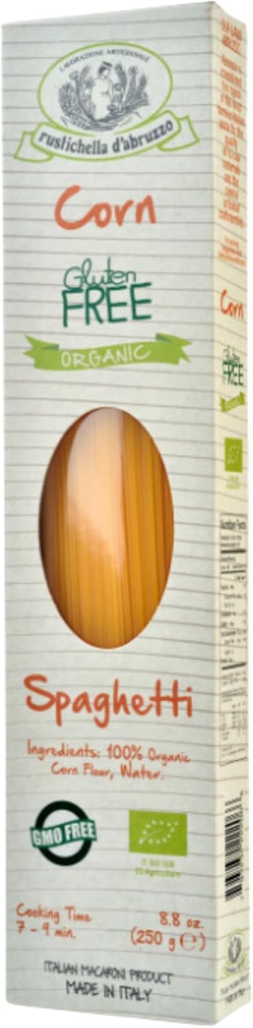 Rustichella d'Abruzzo Organic Corn Spaghetti - 250g Gluten-Free Pasta - Delicious Corn Flavor - Perfect for Creative Dishes