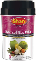 Shan Hyderabadi Mixed Pickle 35.27 oz (1000g) - Hot and Spicy Mixed Vegetables Pickled in Oil - Perfect Accompaniment to Everyday Meals - Suitable for Vegetarians - Airtight Pet Jar