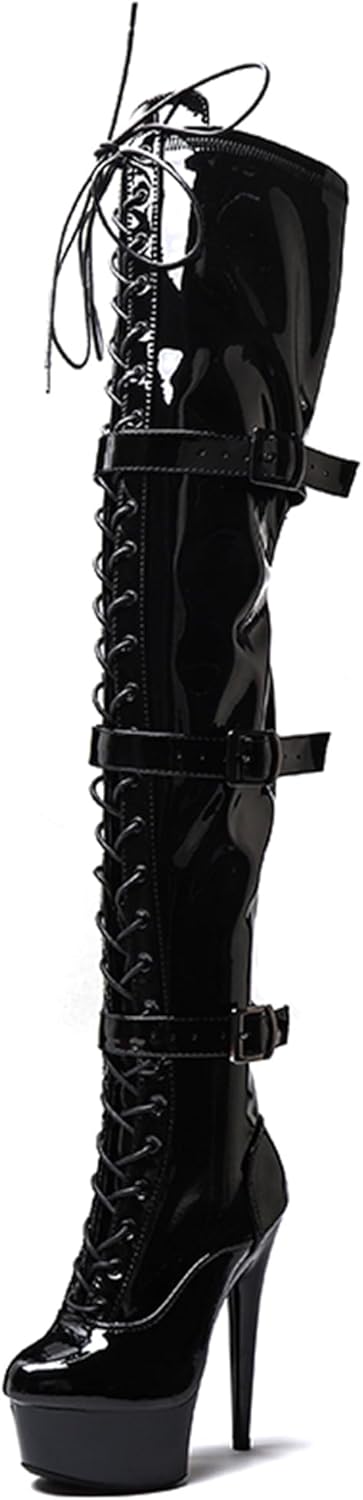 WUXIN H&P Women's Over The Knee Thigh High Heel Boots Shoes,Pole Dance Boots Shoes, 6 Inch 15CM Platform Stiletto Exotic Heels Boots Shoes