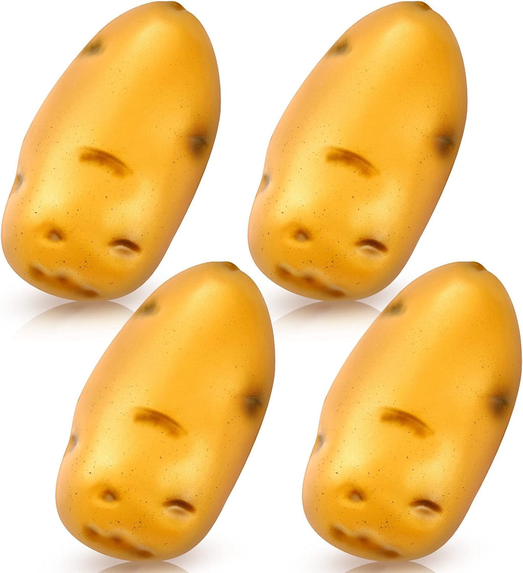 Deekin 4 Packs Potato Stress Balls Potato Gifts Sress Funny Toy Relief Food Ball PU Fake Vegetable Toy for Women Men Relief Party Favors Anxiety Releasing