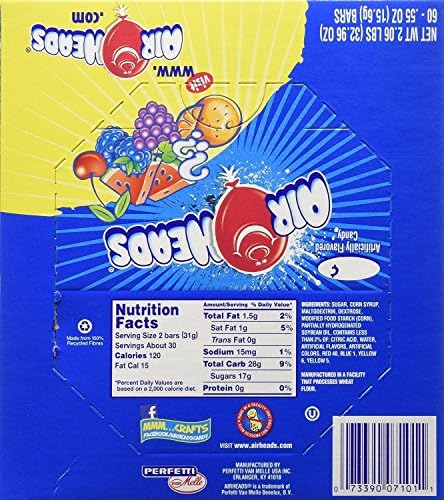 AIRHEADS BARS VARIETY PACK, PARTY, 60 COUNT