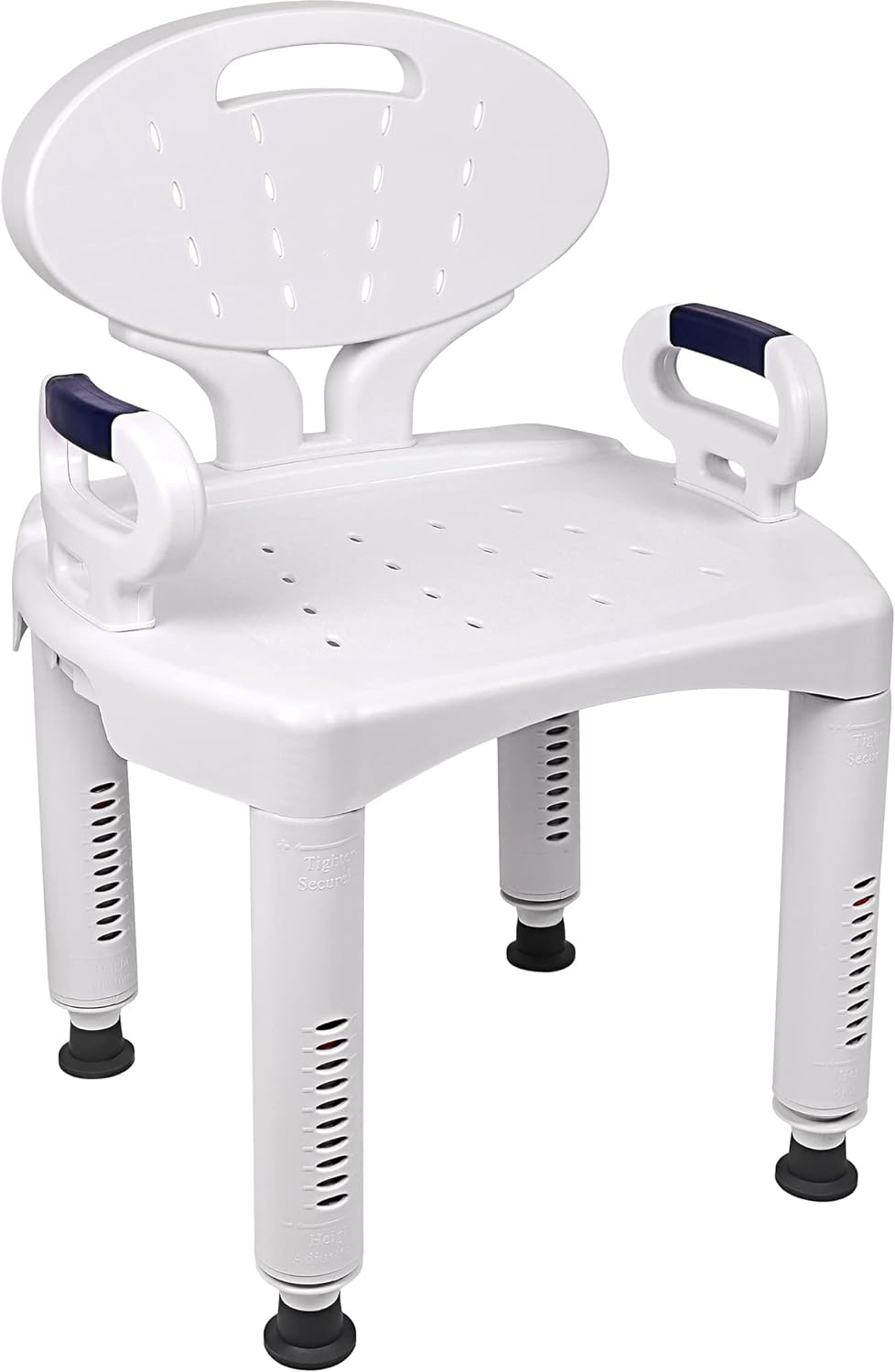 Vaunn Medical Shower Chair Bath Seat with Padded Arms, Removable Back and Adjustable Legs for Bathtub Safety (Wide Chair With Arms)