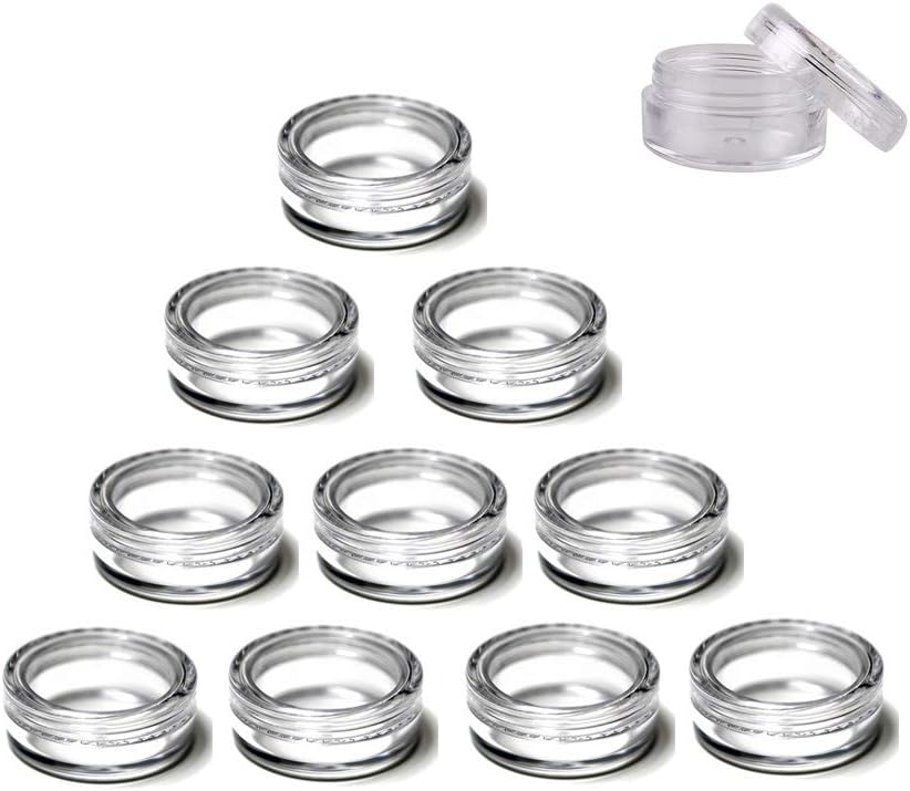 GBSTORE 3 Gram Plastic Cosmetic Containers,for Eye Shadow Nails Powder Jewelry Cosmetic Lip Balm Lip Gloss Cream Lotion and Creams Sample Make-up Storage(10 Pcs)