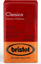 Bristot Classico Ground Espresso – Intense & Creamy Medium Roast Italian Coffee – For Moka, French Press & Pour Over – 8.8 oz (250g)