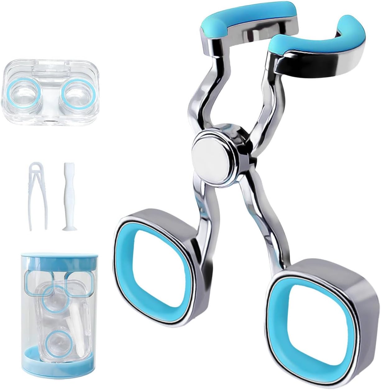 Contact Lens Applicator Tool, Eye Opener with Soft-Tip Sucker and Tweezer for Easy Insertion & Removal, Includes Portable Travel Case