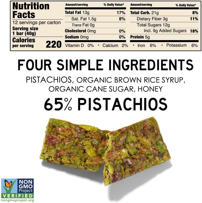 South Forty Snack Company Pistachio Nut Bars 1.4 oz (Pack of 12)