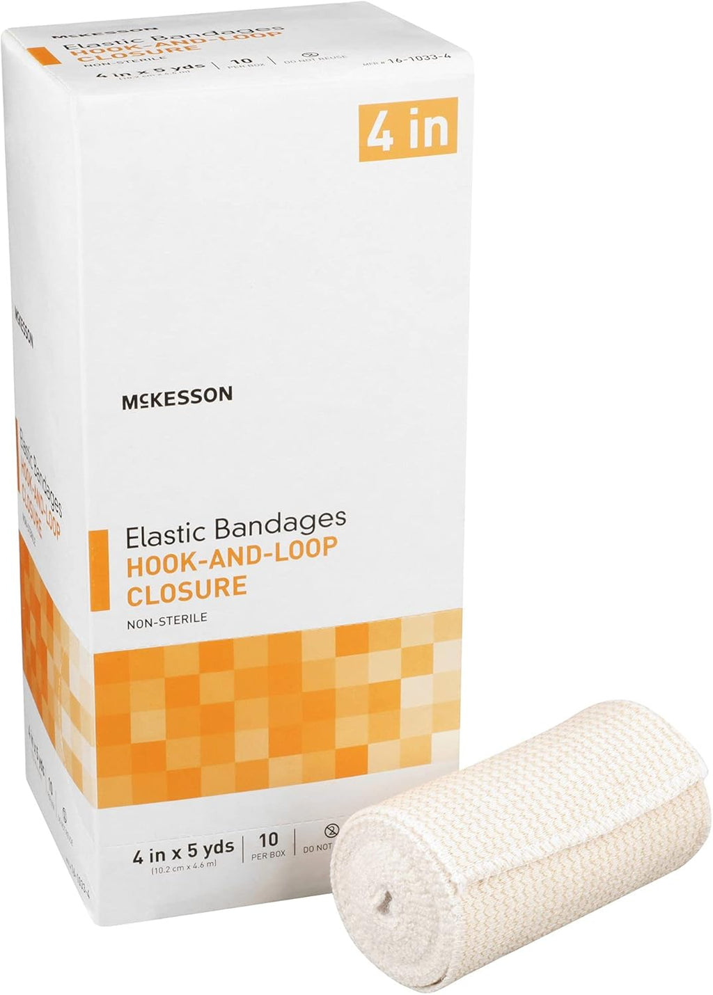 McKesson Elastic Bandages, Non-Sterile, Hook and Loop Closure, 4 in x 5 yd, 10 Count, 1 Pack