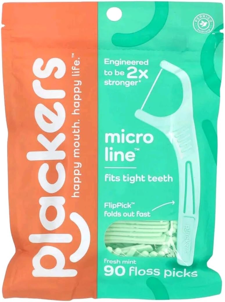 PLACKERS Micro Mint Freshens Breath, Dental Flossers Mint 90 Each
