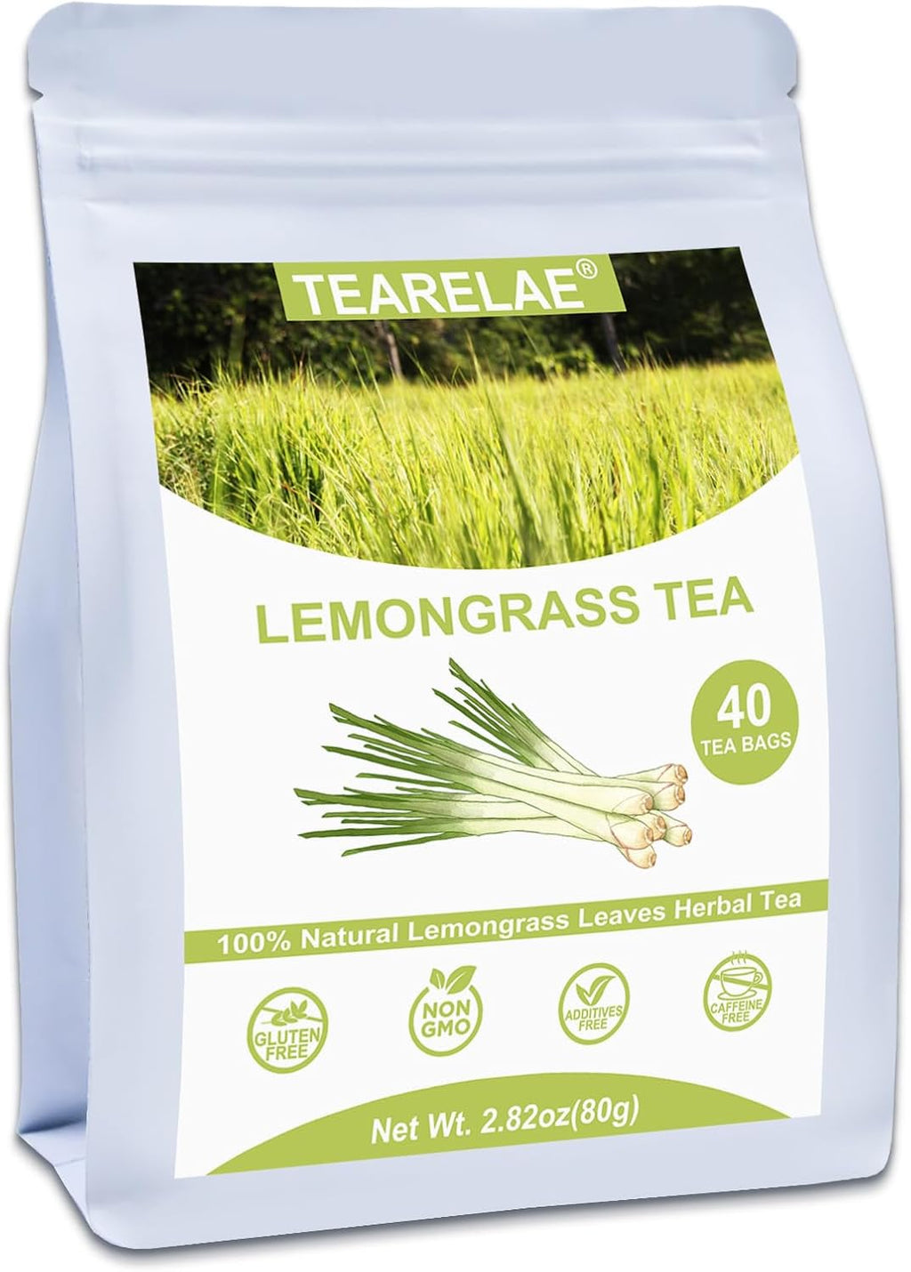 TEARELAE - Lemongrass Tea Bags, 40 Count - Premium Natural Lemon Grass Herbal Tea Bags - Non-GMO - Caffeine-free - Support Healthy Digestion