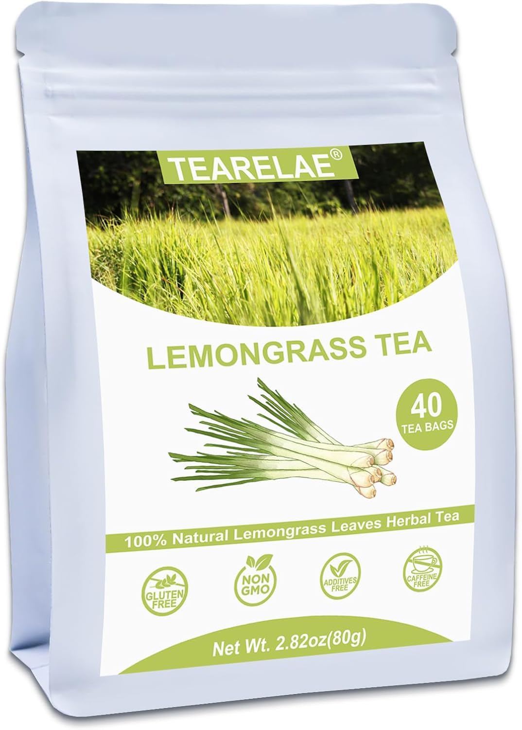 TEARELAE - Lemongrass Tea Bags, 40 Count - Premium Natural Lemon Grass Herbal Tea Bags - Non-GMO - Caffeine-free - Support Healthy Digestion