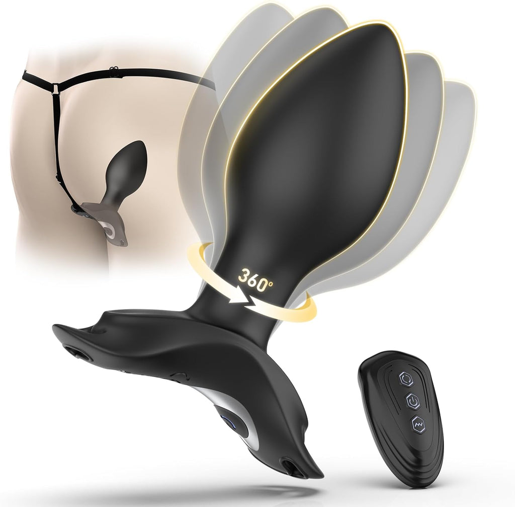 Rumpo Prostate Massager Anal Plug Vibrator, Remote Control Male Sex Toy Wearable Butt Plug Vibrating with 10 Vibration & Rotating Modes, Hands Free Bondage Gear for Man Women & Couples
