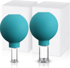 Nuanchu 2 Pieces Facial Cupping Set, Glass Cupping Cups Glass Silicone Cups Vacuum Suction for Face Skin Back Shoulder Muscle(1 Inch and 0.4 Inch Diameter,Green)