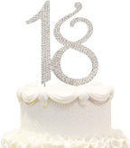 Bling Crystal Rhinestone 18 Birthday Cake Topper - Best Keepsake | 18th Party Decorations Silver