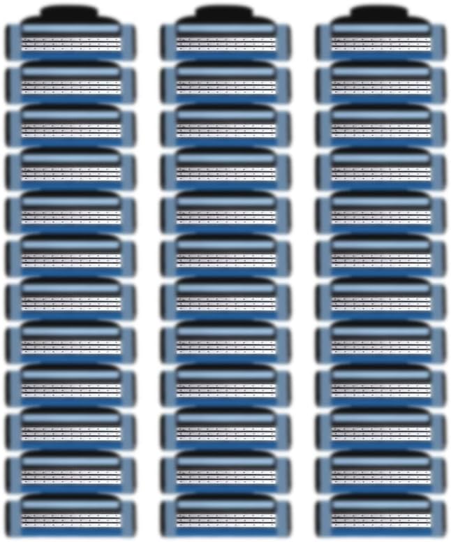 36 Blades Replacement Parts for GL-Mach 3 Style Razors (Blue), Wet Razors Men's Blades Value Packs