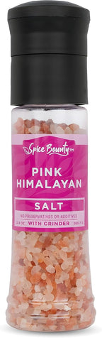 Spice Bounty Pink - Himalayan Salt Grinder – 12.9 oz Natural Coarse Rock Salt, Refillable Seasoning Mill, Premium Himalayan Pink Salt Crystals, No Additives