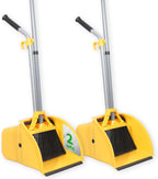 Commercial Broom and Dustpan Set Debris Dustpan with Handle,Jumbo Debris Pan, Trash Collection for Industrial/Professional Cleaning,2Sets, Yellow,Extra-Large Size