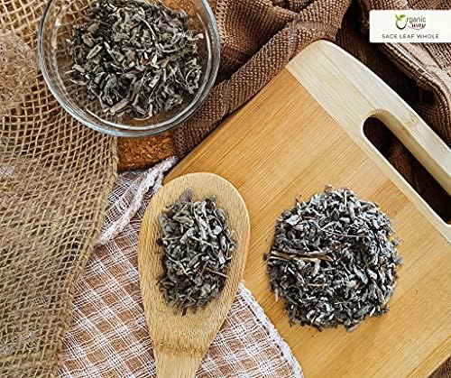 Organic Way Dried Sage Leaf Whole (Salvia officinalis) - European Wild-Harvest | Organic & Kosher Certified | Vegan, Non GMO & Gluten Free | USDA Certified | Origin - Albania (1/4 LBS - 4 Oz)