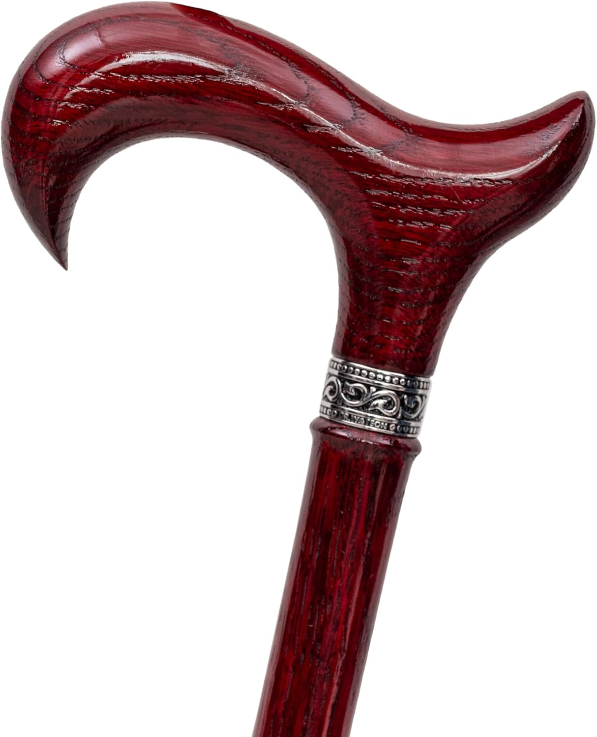 Dr. Watson Prestige Derby Walking Cane – Handcrafted Oak Wood Cane with Incrusted Stainless Steel Collar