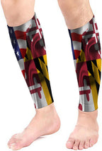 America vs Maryland Flag Combo Men Women Calf Compression Sleeve for Unisex Sports Support Running Basketball Football Leg Sleeves Protection Cycling