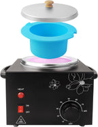 Portable Wax Warmer Machine for Painless Hair Removal, Women Men Professional Wax Heater with Adjustable Temperature Set, 20pcs Sticks, 1 Silicone Bowl (Black- Single Pot)