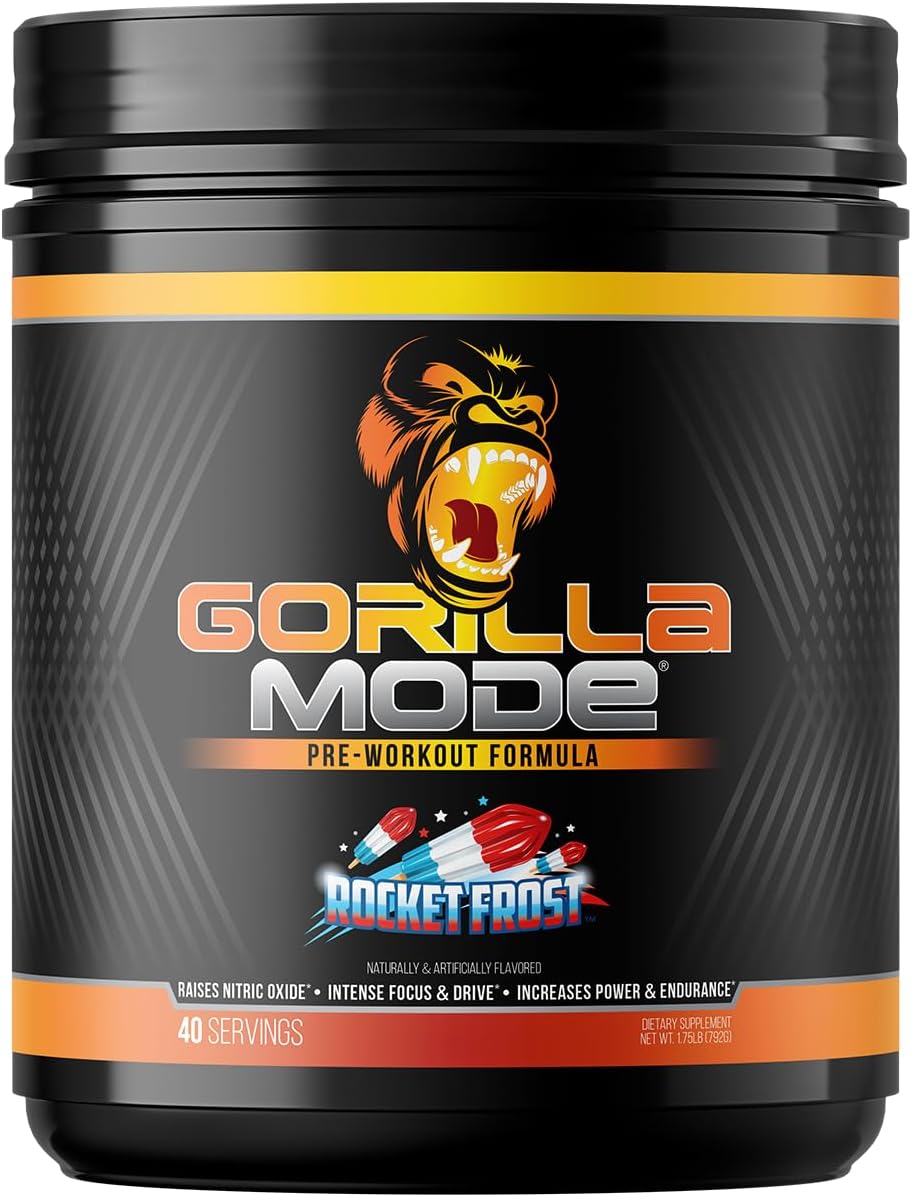 Gorilla Mode Pre Workout - Massive Pumps · Laser Focus · Energy · Power - L-Citrulline, Creatine, L-Tyrosine, Betaine, Hydroprime®, Alpha-GPC, 400mg Caffeine, Huperzine A - 792g (Rocket Frost)