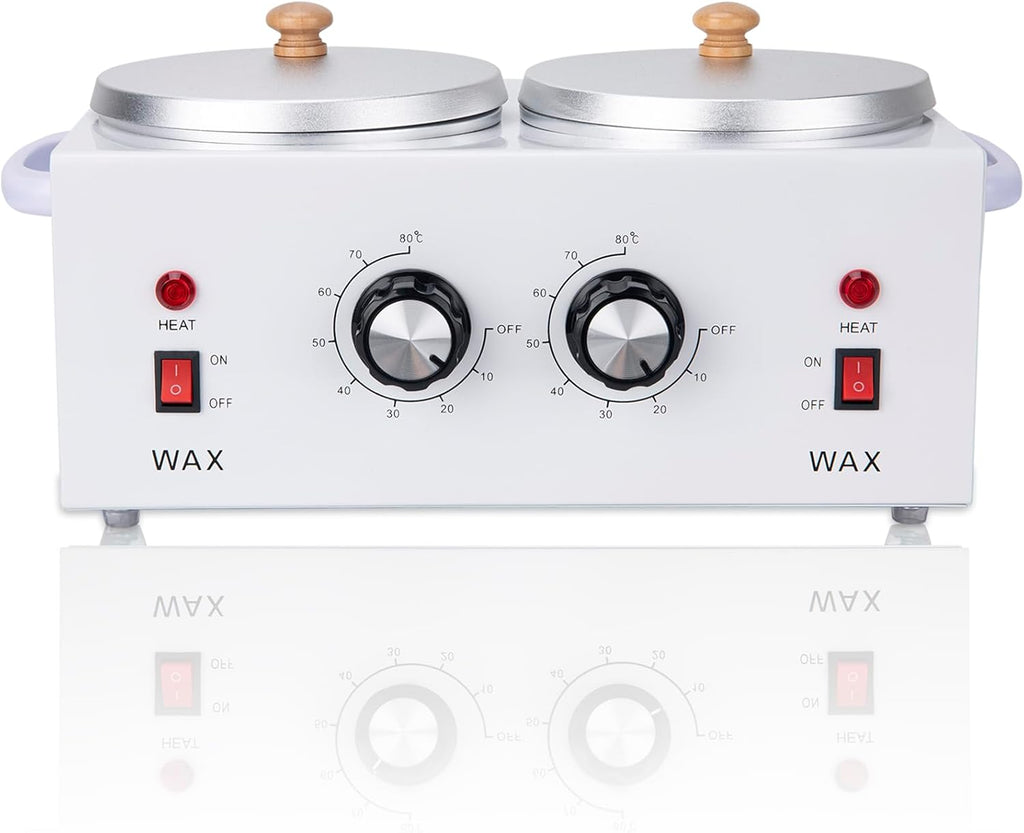 Double Wax Warmer Double Wax Pot Professional for Hair Removal, Electric Wax Heater Machine Dual Wax Pot Warmer Professional With Adjustable Temperature for Facial,Skin,Body,Spa, and Salon