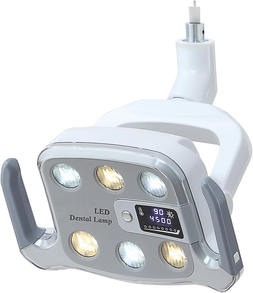 Digital Dental Oral Exam Light, Adjustable Color Temperature LED Shadowless Lamp with LCD Display, 6 LEDs, φ22mm Joint, 9W, 1.8kg, for Dental Chair and Oral Surgery