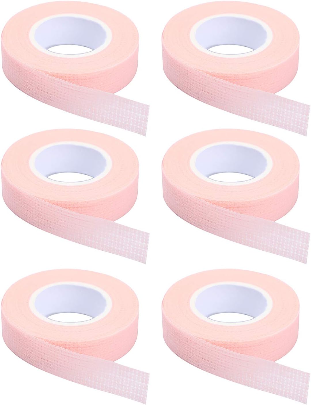 6 Rolls Eyelash Tape,Adhesive Fabric Eyelash Extension Tape,Breathable Micropore Fabric Tape for Eyelash Extension Supplies,9 m/10 Yard Each Roll (Pink)