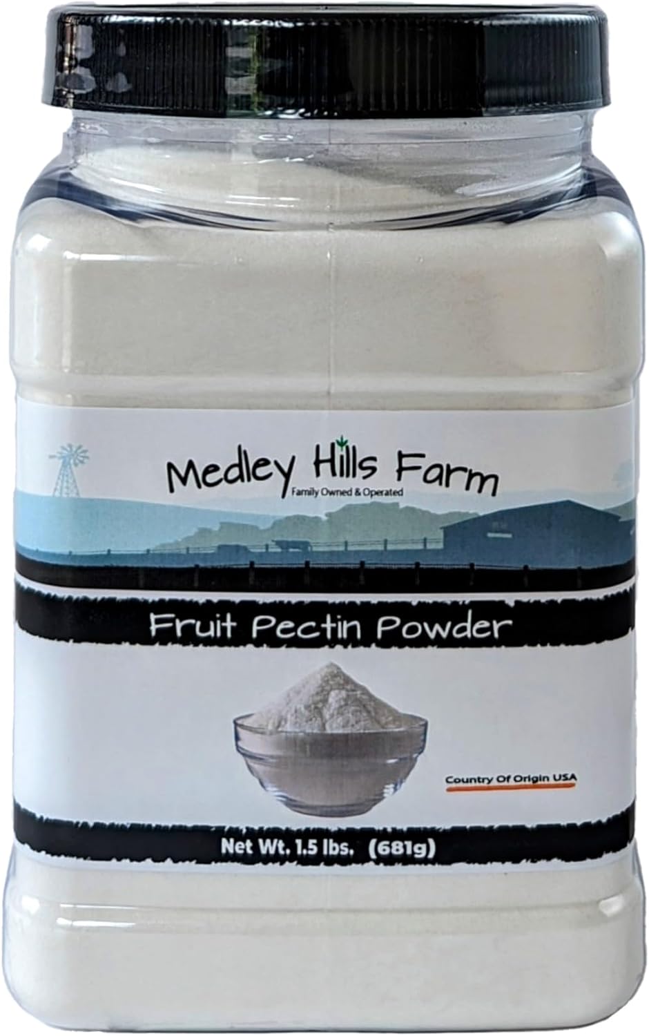Fruit pectin Powder by Medley hills farm 1.5 Lbs. in Reusable Container - Premium Fruit pectin for canning jam or Jellies - 100% Natural & Vegan - Made in USA