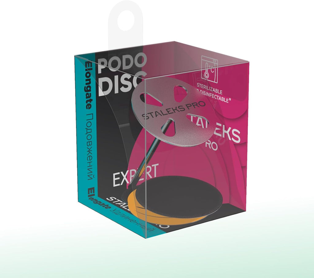 STALEKS PRO Expert Elongated PODODISC L (25mm) – Stainless Steel Pedicure Disc with 5 x 180 Grit Disposable Files for Fast Large Area Treatment