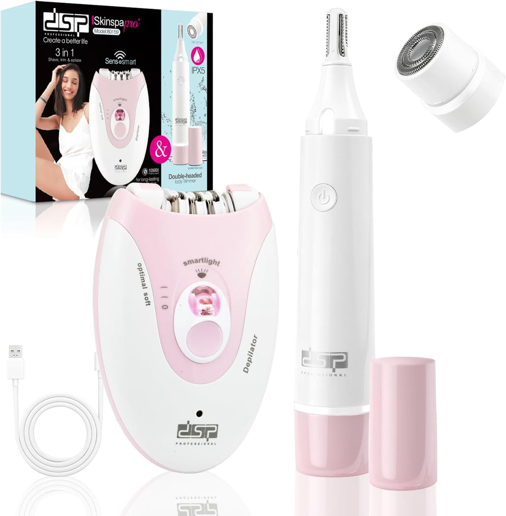 DSP Epilators Hair Removal for Women, Eyebrow Trimmer for Women, 2 Speeds Hair Removal, Facial Hair Trimmer for Legs Face Bikini Arms, Face Shavers