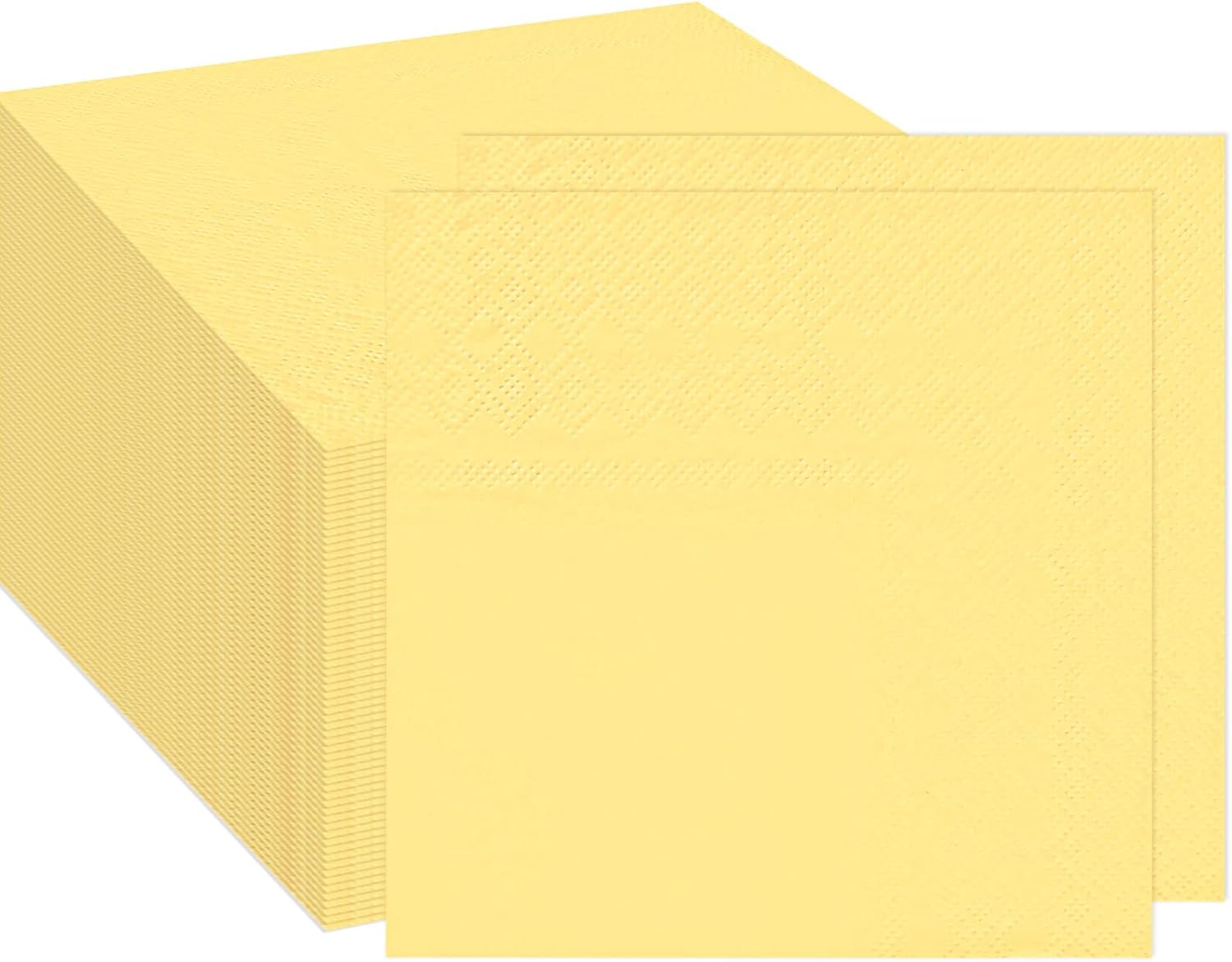 100 pcs 2-Ply Yellow Cocktail Napkins Folded 5 x 5 inch Disposable Paper Dessert Napkins for Dinner Birthday Wedding Thanksgiving Party Picnic Yellow Beverage Napkin