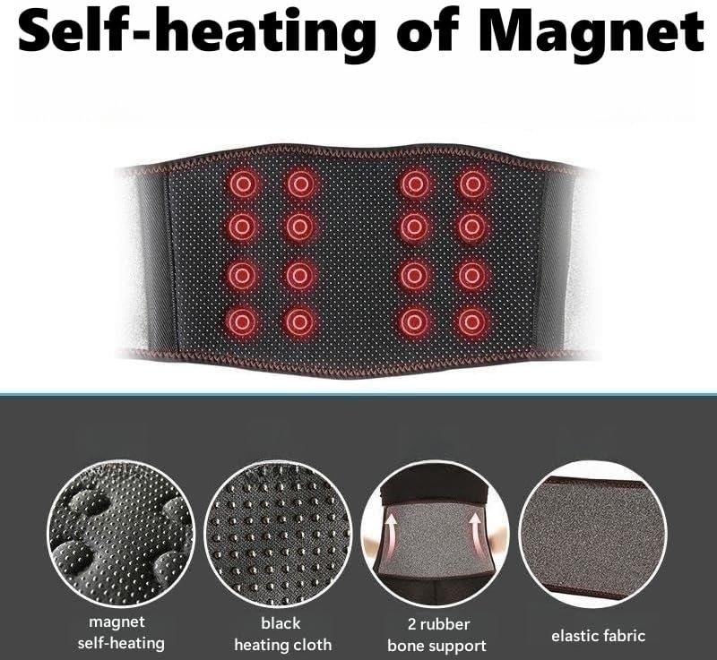 Self Heating Lower Back Brace for Men Women Magnetic Therapy Lumbar Support Belt for Sciatica Herniated Disc Scoliosis Waist Chest Pain Relief Heated Back Support Belt Adjustable Waist Heating Brace