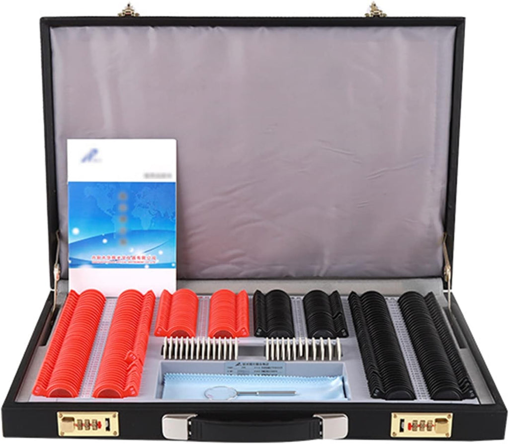 NICHOY 266 Pcs Optical Trial Lens Set,Ophthalmology Optometry Kit,Adjustable Trial Frame Optometry Optician Lens Set,Eye Test Glasses Optical Trial Lens Set Kit(Color:A,Size:266pcs)