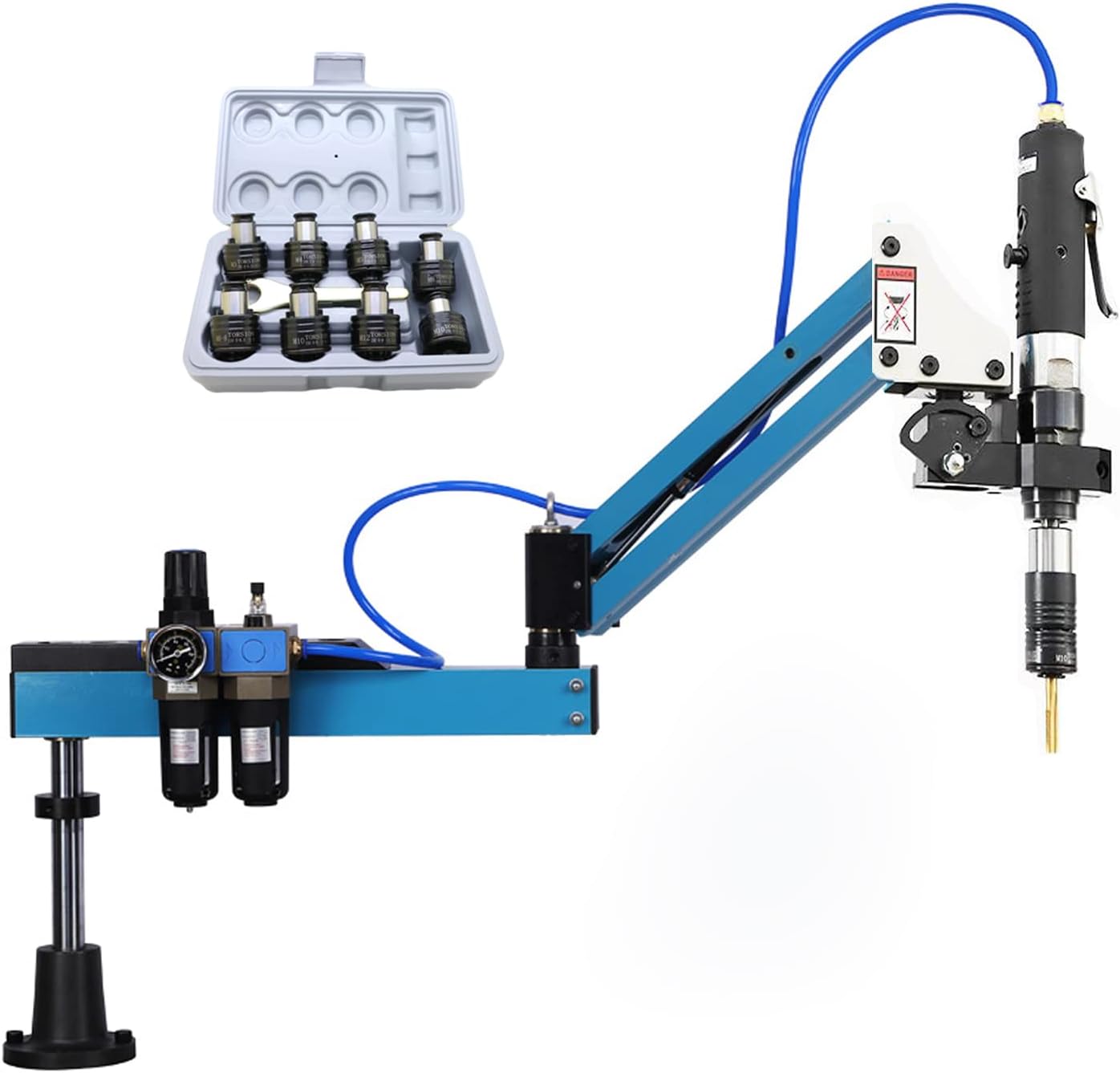 Pneumatic Tapping Machine, DEJUN 360° Multi-directions Pneumatic Air Tapper Drilling Machine Flexible Tapping Arm with 8pcs M3-M12 Collets