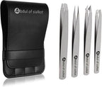 Eyebrow Tweezer Set for Women & Men Professional Slant and Pointed Tweezers Set with Case Precision Tweezers Kit for Facial Hair, Splinter and Ingrown Hair Removal(Sliver4 piece)