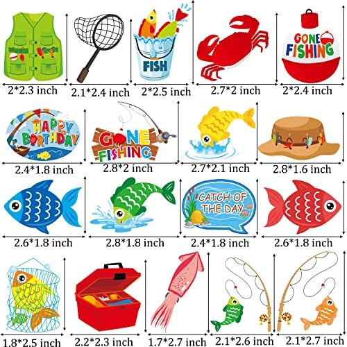 36pcs Fishing Cupcake Toppers Gone Fishing Party Cupcake Picks for Fisherman Birthday Party Decorations Fishman Fishing Pole theme Theme Party Baby Shower Supplies