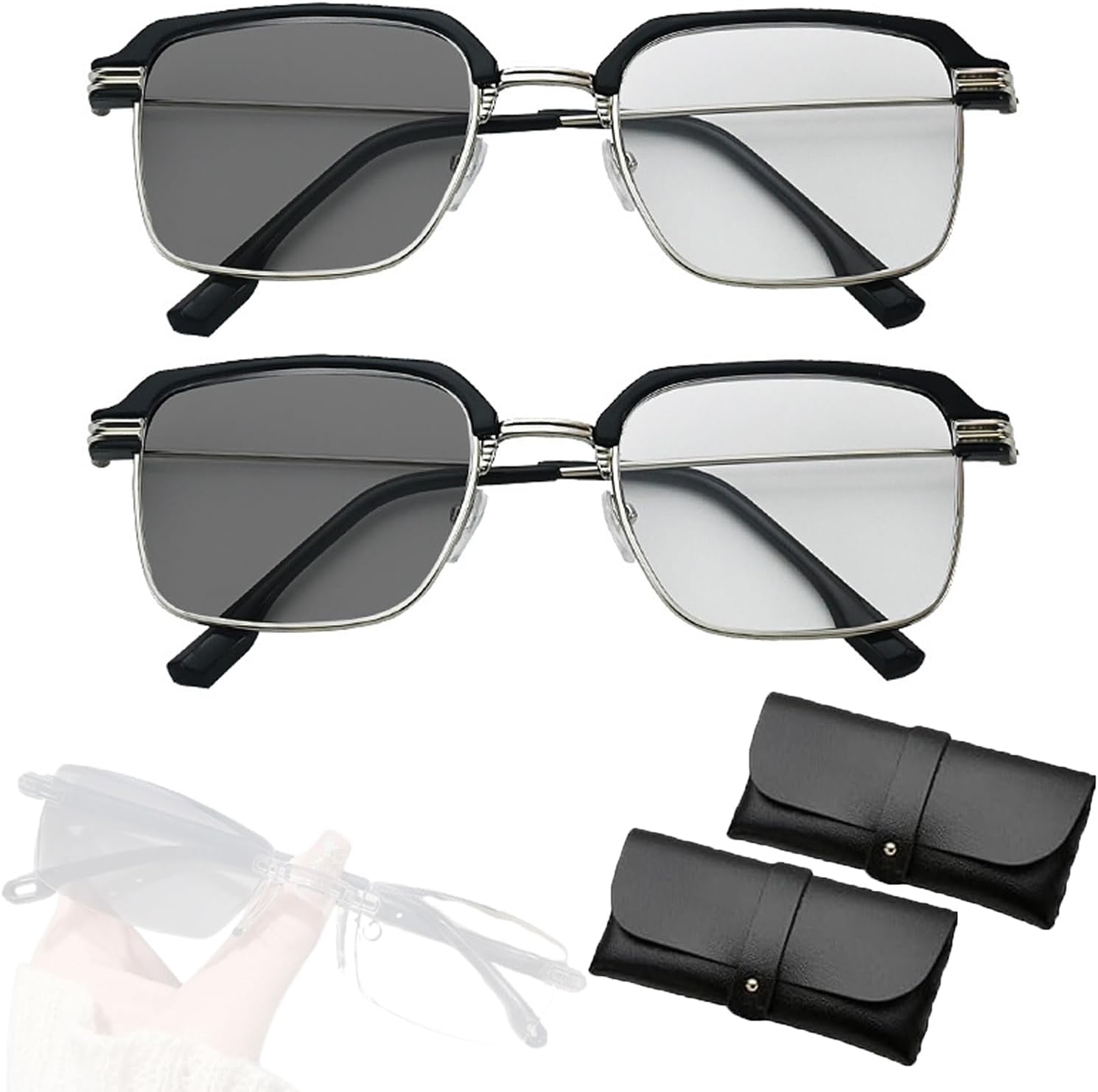 Smart Zoom Reading Glasses Distance&near Progressive Multi-focus Anti Blue Light for Women Men Automatic Zoom Reading Glasses