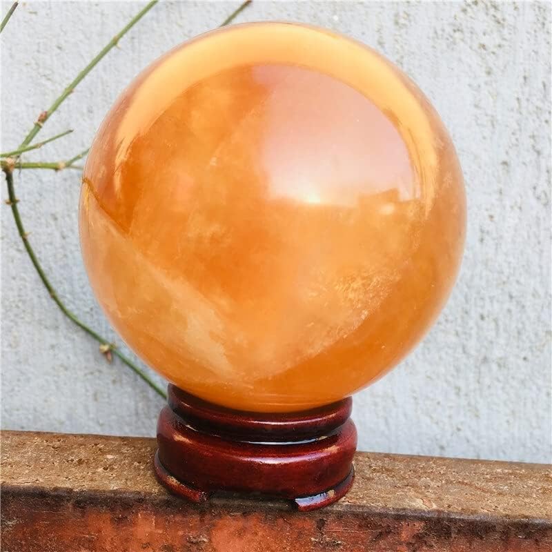 Natural Meditation Crystal 1 PCS 3-9cm Natural Orange Crystal Quartz Ball, for Home Decoration, with Stand Crystal Stone (Size : 5cm)